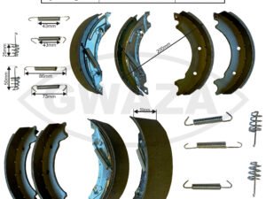 Brake Shoe Kit & Springs 8 inch - 200mm New(2 Prs)