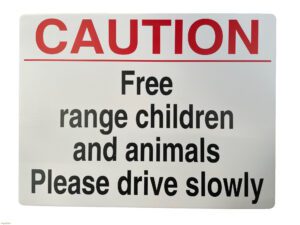 Sign Caution Children and Animals 480 x 360mm