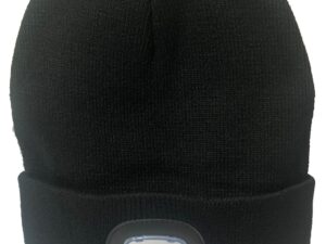 Beanie Hat Black with LED Headlight Rechargeable