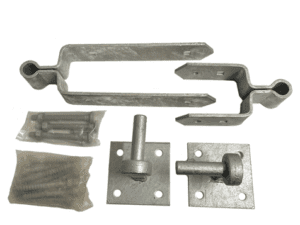 Gate Double Strap Hinge Set 12" Hooks on Plates